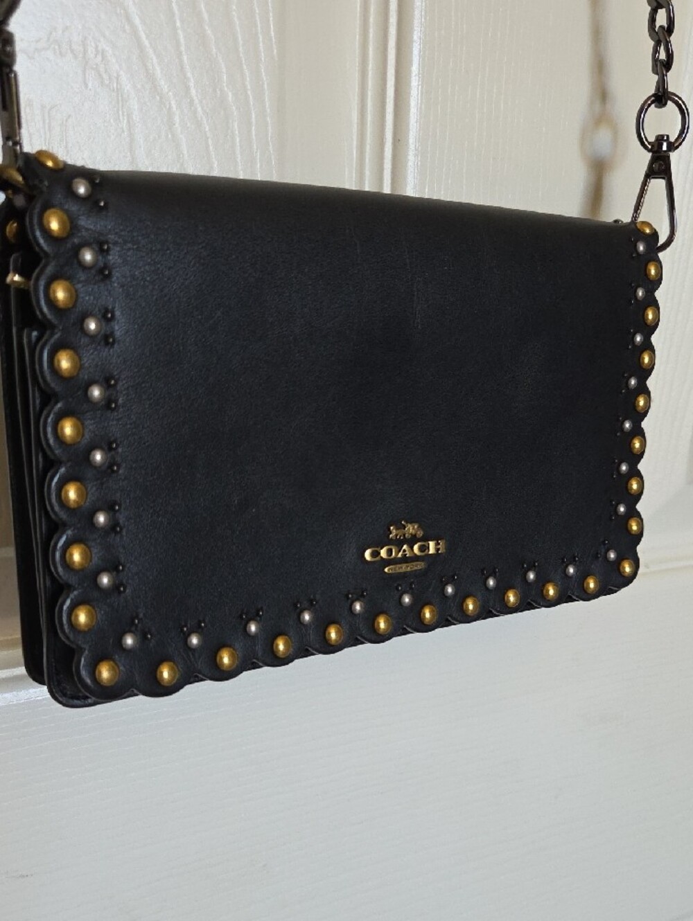 Coach Hayden Foldover Crossbody Clutch with Scallop Rivets Studs